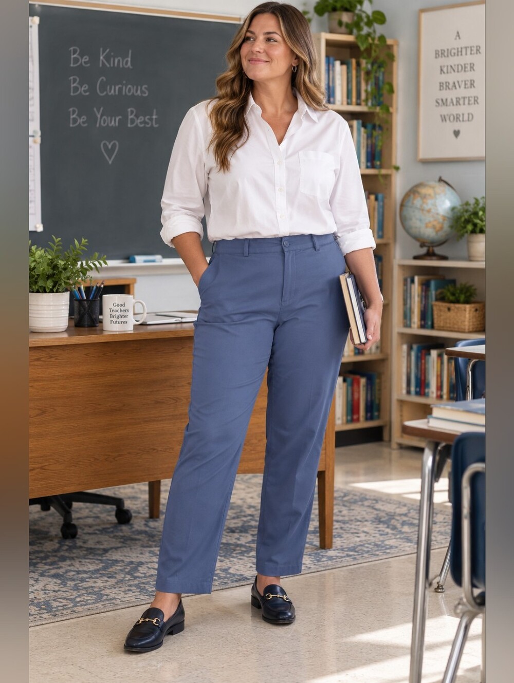 L.L. Bean Classic Fit High Rise Cotton Pants Business Casual Women's 14 Tall